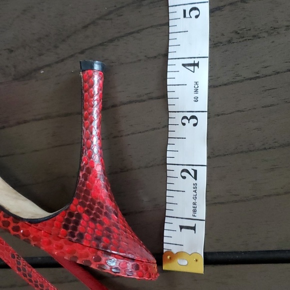 René Caovilla Snakeskin Slingback Heel Sandals, Red, 39EU (9US) - Picture 10 of 15